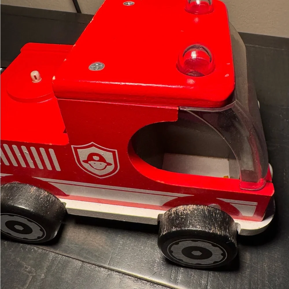 Pottery Barn Kids Red wooden Fire Truck Toy